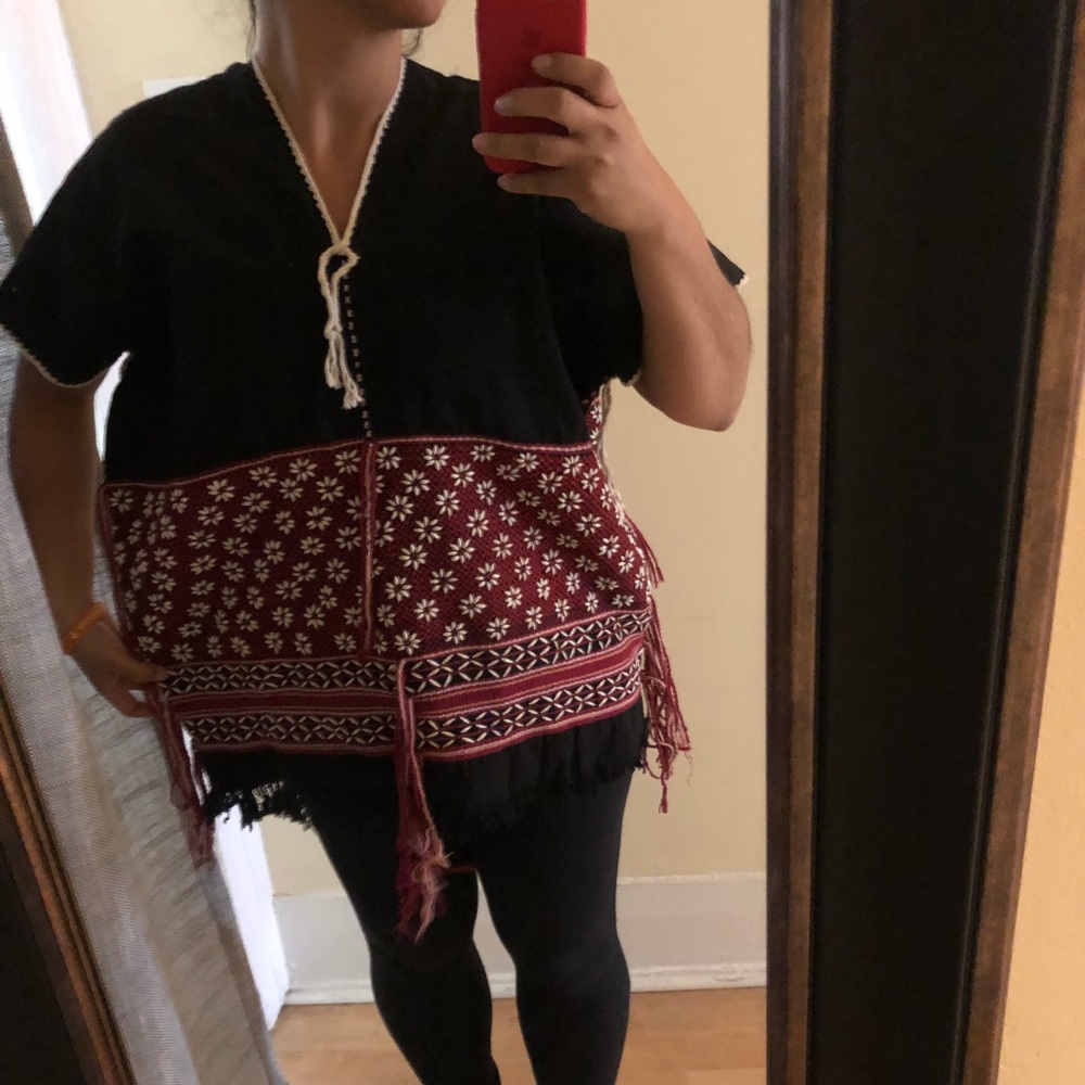 Vintage Huipil embroidered with seeds Guatemala